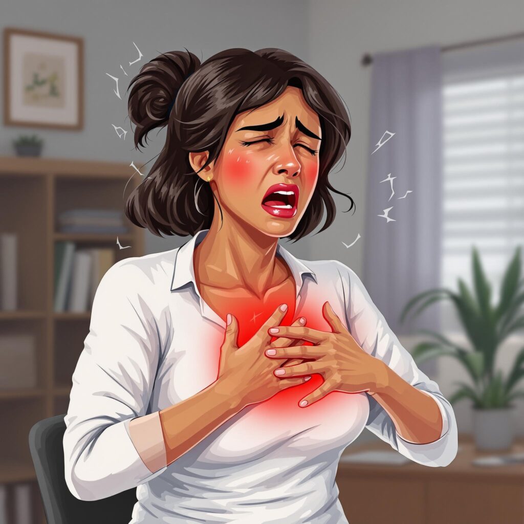 woman having a beaming heartache